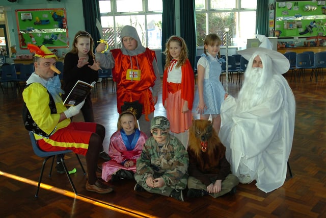 Teachers Lee Walker and Dawn Rigg were dressed as book characters in this 2010 photo. Also getting into the spirit of the occasion were pupils Erin Jinks, Kieran Clark, Kym Simons, and Nicole Hockborn - all standing.
Pictured seated are Amy Rickardson, Bailey Lilley and Joseph Worthy.