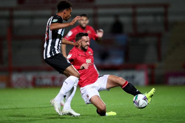 Morecambe stayed within touching distance of the play-off places with a valuable late draw against Scunthorpe United on Saturday Aaron Wildig was the man of the hour, popping up with a late effort to salvage a point for Derek Adams' men. (Photo by Alex Pantling/Getty Images)