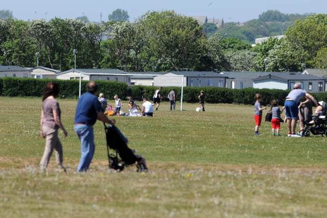 Families could be seen walking and sitting in the sun in South Shields.