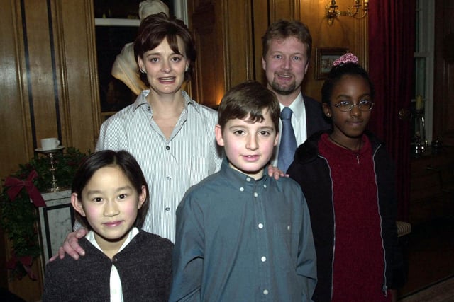 The Prime Minister's wife Cherie Blair with Sheffield Hallam MP Richard Allan and schoolchildren from his constituency, Mary Li, Daniel O'Brien and Usha Ohwoisi, during a tea party in 10 Downing Street