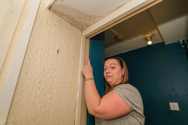 Victoria Jones says the extent of damp and mould at her council flat on Callow Place in Gleadless is so bad it has left her fearing for her children's health