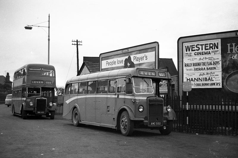 This is Nearest the camera is No PA15 (AWG 550), an Alexander-bodied Leyland PS1 new in May 1947. It is working route 360 between St Andrews and Leven, an irregular service taking just under an hour.