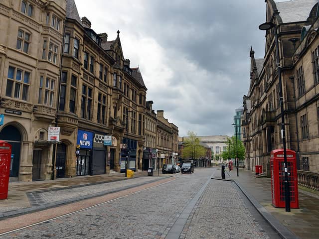 Empty Sheffield City centre. Weeks into the lockdown
