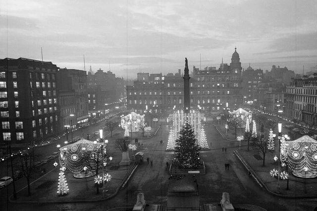 George Square Christmas lights display, 1963.