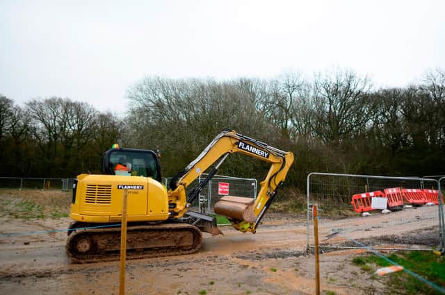 A digger is driven on a HS2 construction site. Picture: Justin Tallis/AFP via Getty Images.