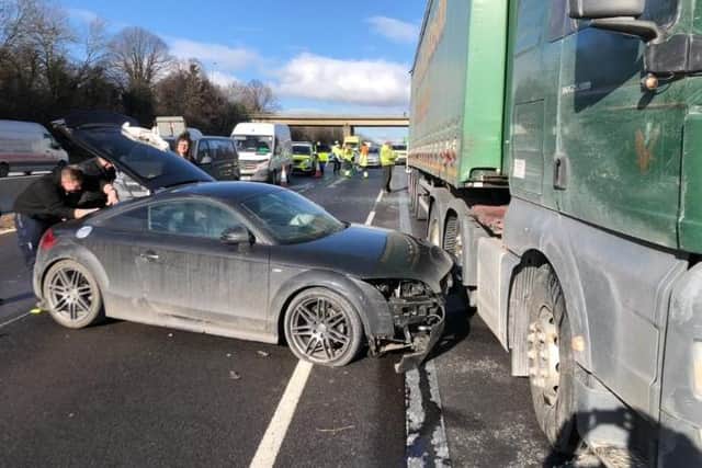 A driver was found to be four times over the limit after a crash on the A1 near Doncaster