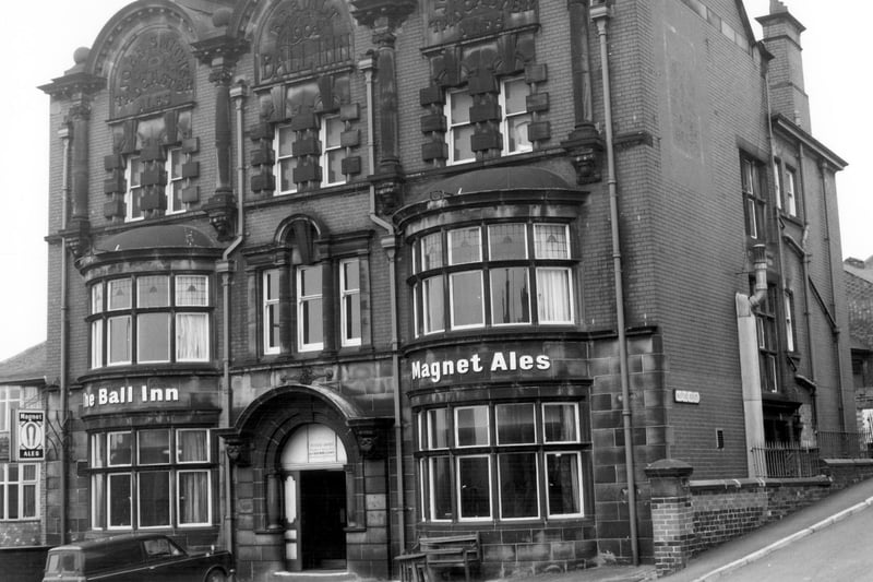 The Ball Inn, 287 Darnall Road, at the junction with Basford Street, Darnall, pictured on July 23, 1972. An inscription say it was rebuilt in 1904. Ref no: s21859