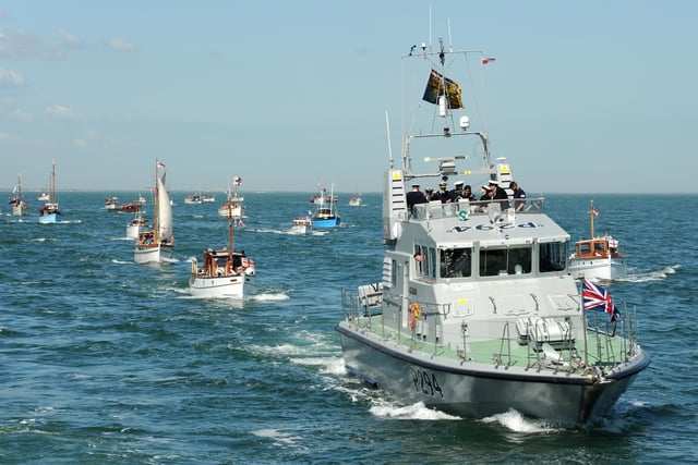 Her Majesty’s Ships Trumpeter and Ranger joined the ‘little ships of Dunkirk’ as they crossed the Channel for the 75th anniversary of the legendary evacuation. Picture: L(Phot) Luron C Wright