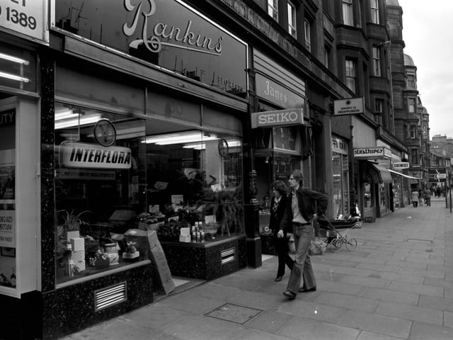 Exterior of the Tollcross branch of Rankins' florist shop in Home Street Edinburgh, September 1978.