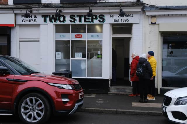 Two Steps fish and chip shop on Sharrow Vale Road, Sheffield, remains hugely popular despite the cost-of-living crisis