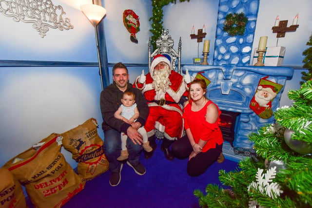 First in Santa's Grotto in 2017 was 8 month old Alice McBride with mum Lauren Precious and dad Daniel McBride.