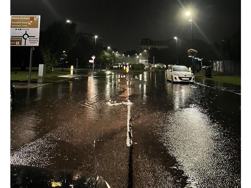 Storm 27th July 2021 the scene near Clarence Pier Roundabout by Jamie Harknett. Instagram: @southseastudio