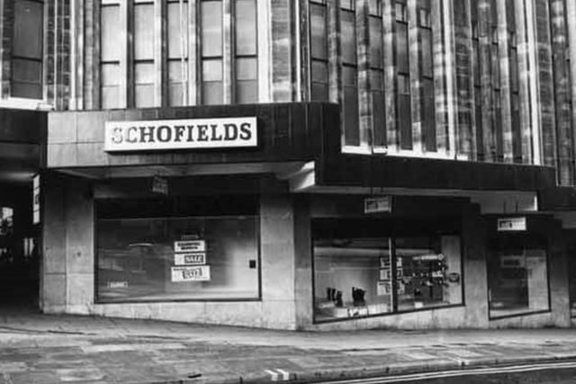 Schofields department store, on Angel Street, in Sheffield city centre in November 1982, the year it closed. The store was previously owned by T.B. and W. Cockaynes Ltd, until it was taken over by Schofields (Leeds) Ltd in 1972.