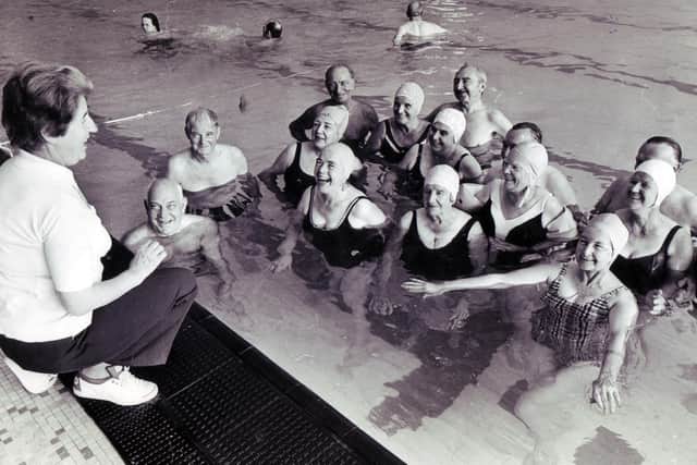 Enjoying themselves at Sheaf Valley Baths are these pensioners that have been receiving instruction from Mrs Rose Gore
13th September 1976