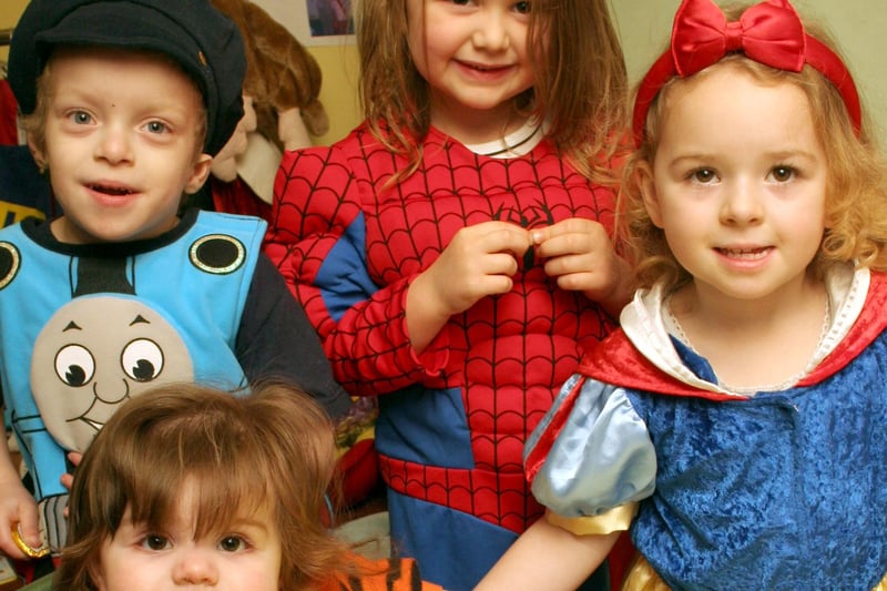 Little Chatterbox Nursery at Tupton saw youngsteres dress up as their favourite character to celebrate book week. l-r: Faye Delaney 15 months, Christian holden 4, Harry fox, 4, and Jasmin Poiney, 3.