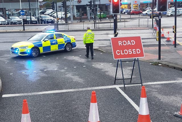 Penistone Road and some surrounding roads were sealed off this morning following the collision. Northbound motorists were directed onto Bamforth Street, which became quickly congested. (Photo: Alastair Ulke)