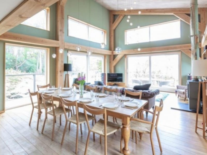 The huge living area, including a well-equipped kitchen, has everything you need for a great family holiday.
