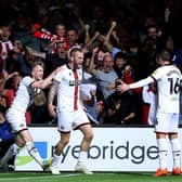 Oli McBurnie of Sheffield United celebrates his goal at Luton Town: Catherine Ivill/Getty Images