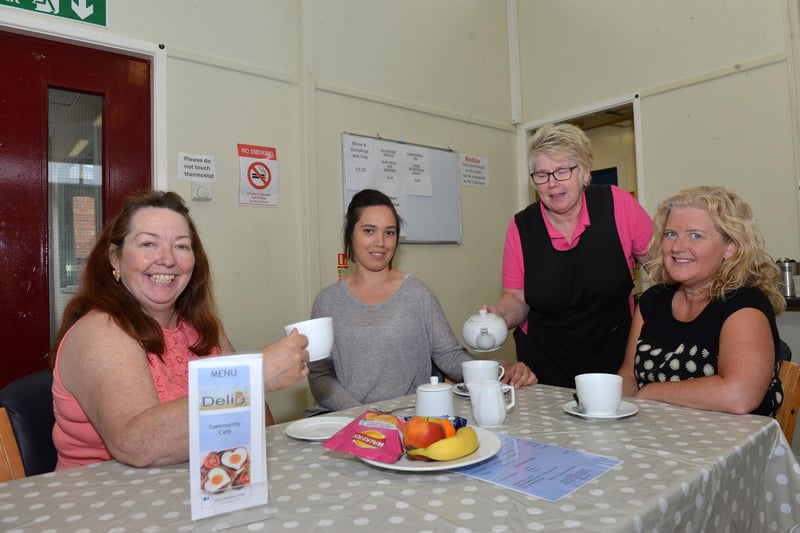Brenda Farrow is pictured pouring tea for (left to right) Val Evens, Leanne Clark and Denise Branfoot. Remember this?