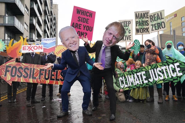 Protests during the official final day of the Cop26 summit in Glasgow.