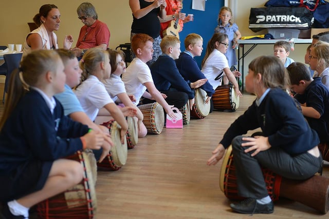 Greatham Primary School pupils playing their drums to entertain the crowds at the Strawberry Fair. Who remembers this from 6 years ago?