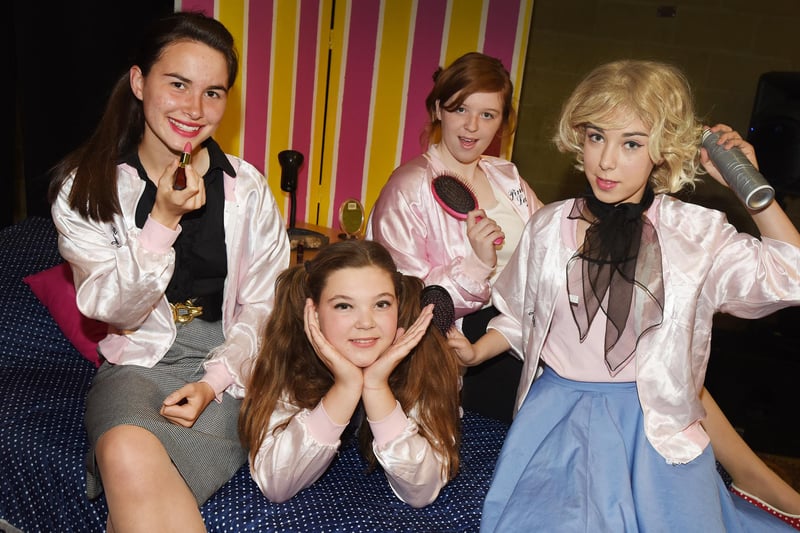 Pupils at Belmont Community School - Rebecca Young, Millie Buckle, Katrina Mould and Gabrielle Smith - preparing for their summer production of Grease 6 years ago.