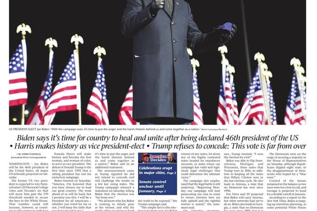 The Jerusalem Post used words directly from the mouth of the new President elect to tell the story