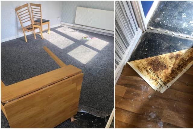 The carpets were ripped up and the house 'stank of cat and dog urine'.
