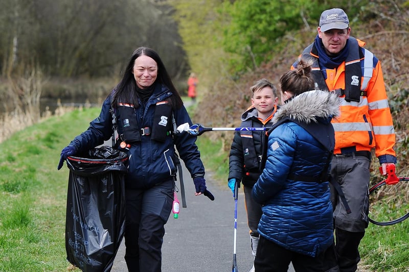 The litter must have seemed never ending to the youngsters who took part in the Camelon clean up on the canal towpath