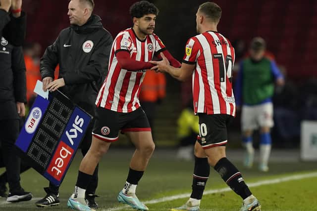 Reda Khadra of Sheffield United impressed after replacing goalscorer Billy Sharp against Huddersfield Town: Andrew Yates / Sportimage