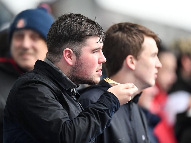 Two Sunderland fans at Fratton Park for the game against Portsmouth