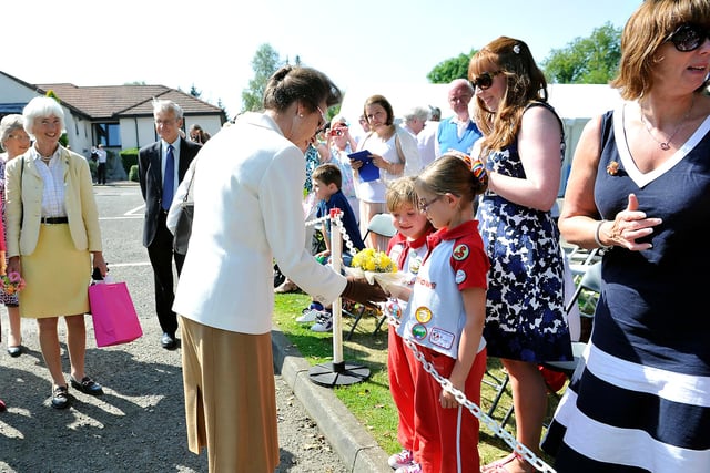 The Princess Royal was a big hit with the old and the young at Strathcarron Hospice back in 2014