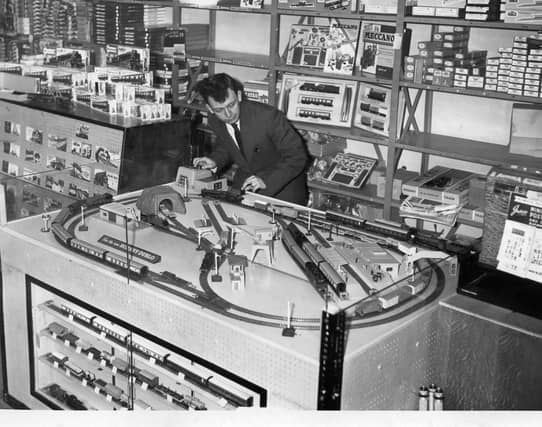 A model railway at Redgates in Sheffield city centre, a toy store so beloved by generations of Sheffield children that there's a plaque to remember it on the building that replaced it at the top of The Moor/Furnival Gate