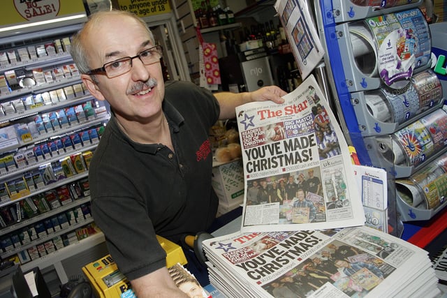 Newsagent Tony Woollas in his shop on Retford Road in 2012