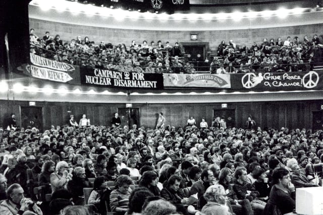 A CND rally at the City Hall, Sheffield, in December 1983