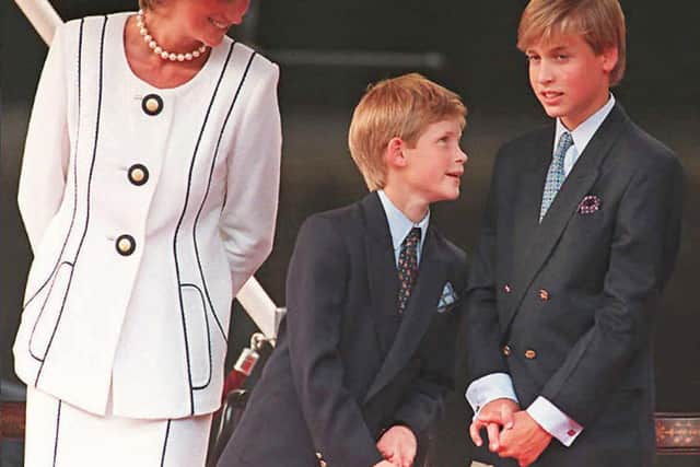 Princess Diana with Prince Harry, and Prince William (photo: Getty Images)