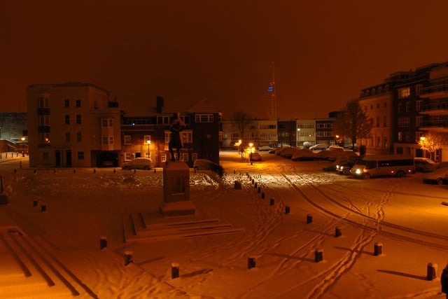Grand Parade in Old Portsmouth nestles in a blanket of snow