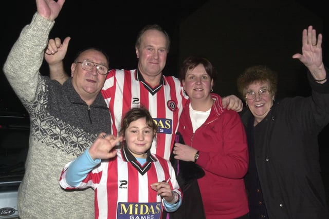 United fans David Smith, Pat Smith, Annabel Jackson, Betty Jackson and Alec Jackson  before  a derby date with Wednesday