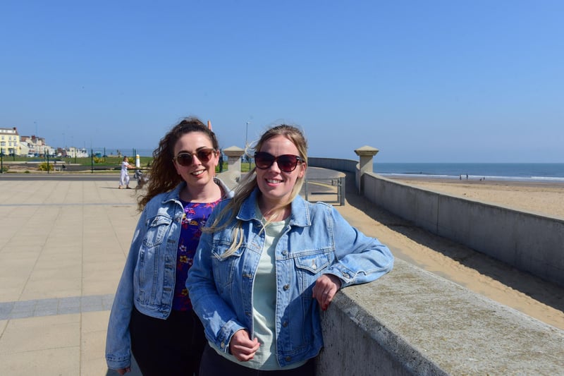 Rebekah Hornsey (left) and Hannah Southgate, both from Hartlepool, at Seaton Carew on Bank Holiday Monday