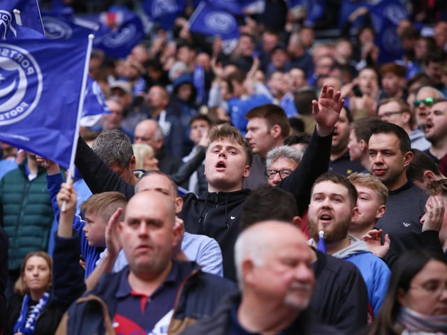 Pompey fans at Wembley in 2019.