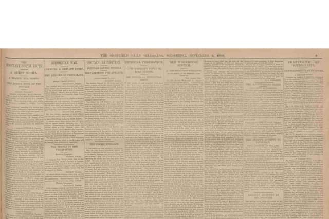 The report published in the Sheffield Telegraph Daily Telegraph on September 2, 1896