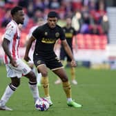 Sheffield United debutant Sai Sachdev in action at Stoke City: Andrew Yates / Sportimage