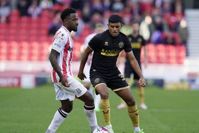Sheffield United debutant Sai Sachdev in action at Stoke City: Andrew Yates / Sportimage