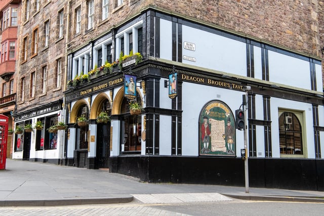 Deacon Brodie's Tavern in Lawnmarket gets its name from the man who inspired the tale of Jekyll and Hyde. Deacon William Brodie was a respectable man who had a dark and nefarious alter ego at night. He was eventually caught and hanged.