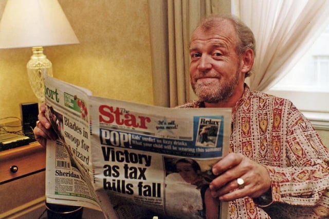 Joe Cocker pictured in Sheffield with a copy of The Star.... September 1994