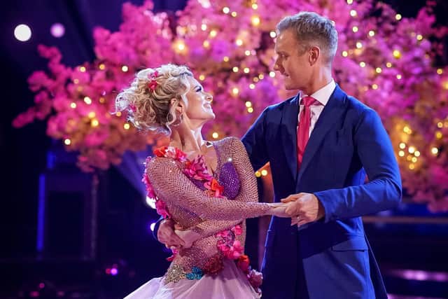 Dan Walker and Nadiya Bychkova will be dancing a jive for this Saturday's Halloween week on Strictly Come Dancing set to the B-52s' Rock Lobster. Photo: Keiron McCarron/BBC/PA Wire.
