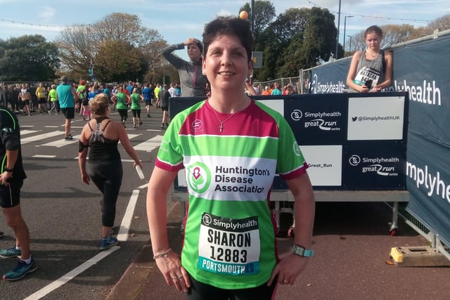 Sharon Howard, 50, did the Great South Run for the Huntington Disease Association. She has lost her mother, grandmother and uncle to the disease.