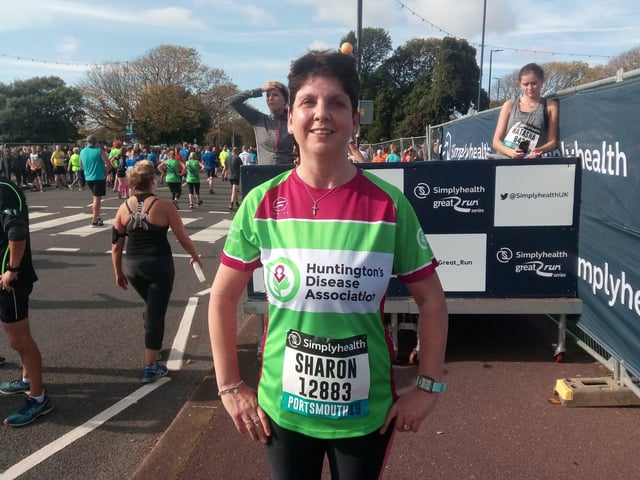 Sharon Howard, 50, did the Great South Run for the Huntington Disease Association. She has lost her mother, grandmother and uncle to the disease.