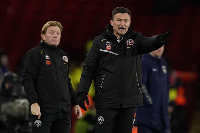 Sheffield United manager Paul Heckingbottom and his assistant Stuart McCall: Andrew Yates / Sportimage