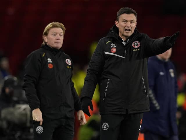 Sheffield United manager Paul Heckingbottom and his assistant Stuart McCall: Andrew Yates / Sportimage